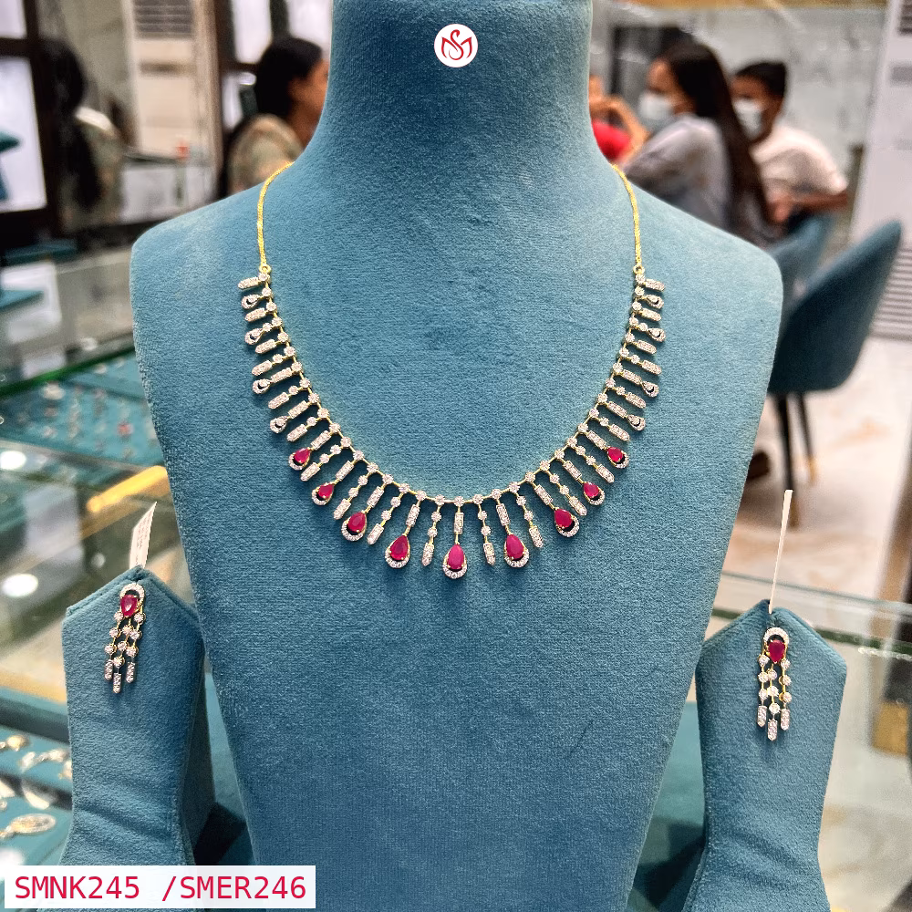 Gold Plated Silver Necklace - SMNK245 /SMER246