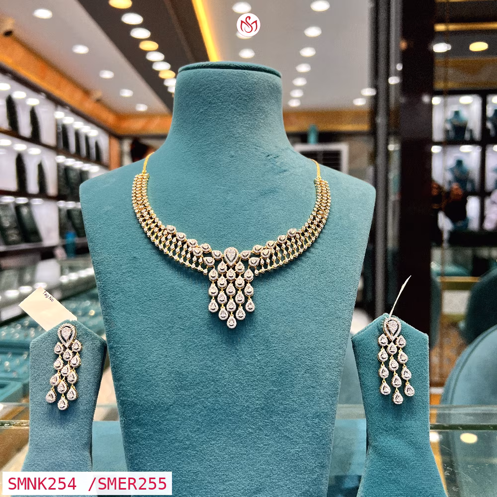 Gold Plated Silver Necklace - SMNK254 /SMER255