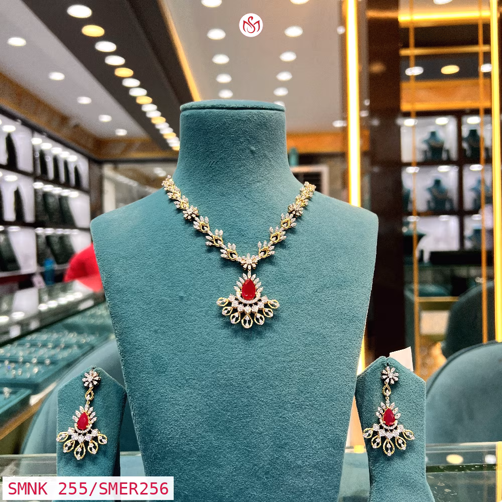 Gold Plated Silver Necklace - SMNK 255/SMER256