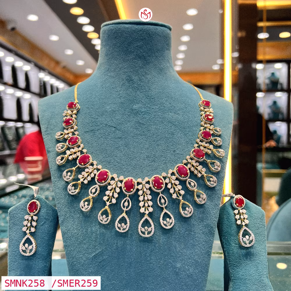 Gold Plated Silver Necklace - SMNK258 /SMER259