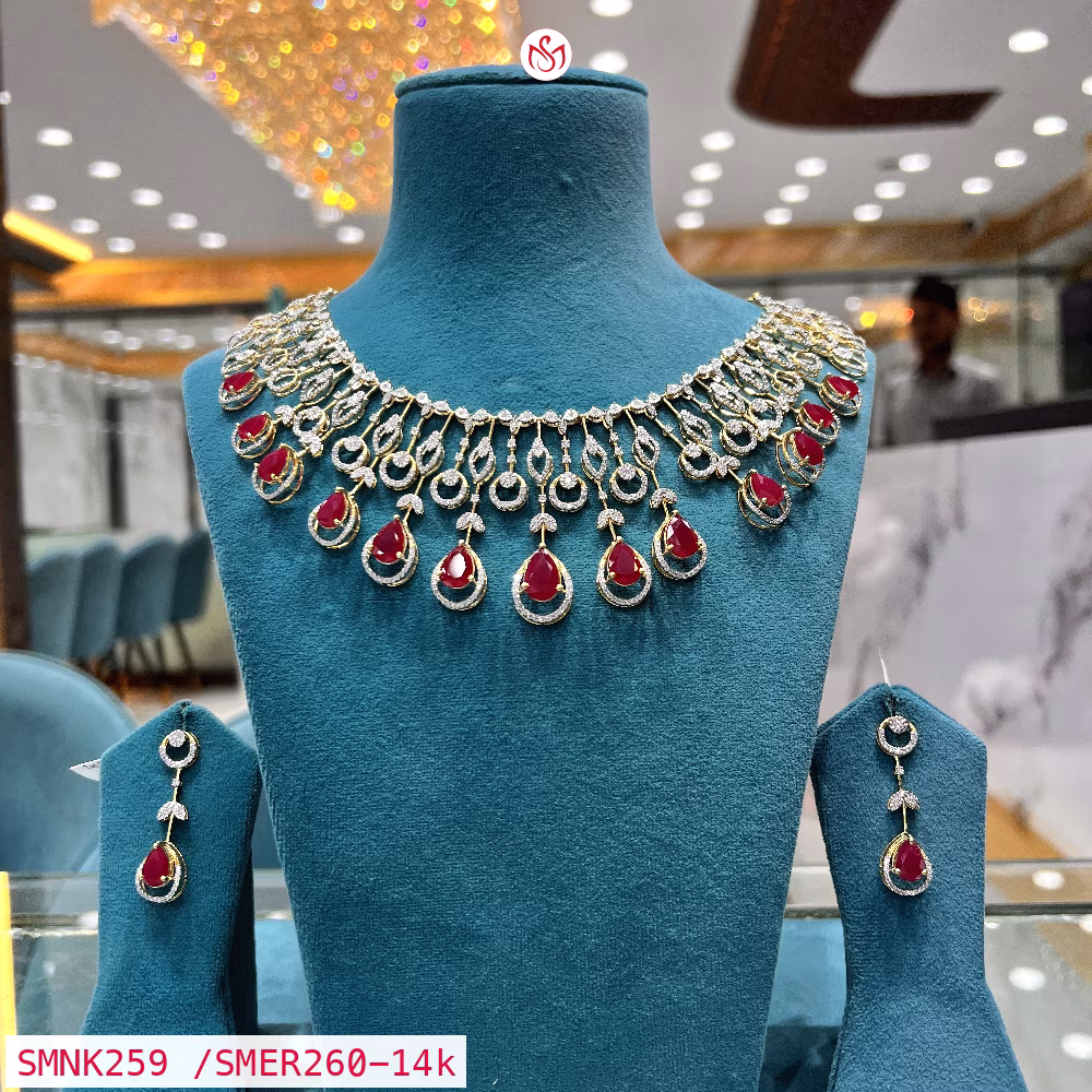 Gold Plated Silver Necklace - SMNK259 /SMER260