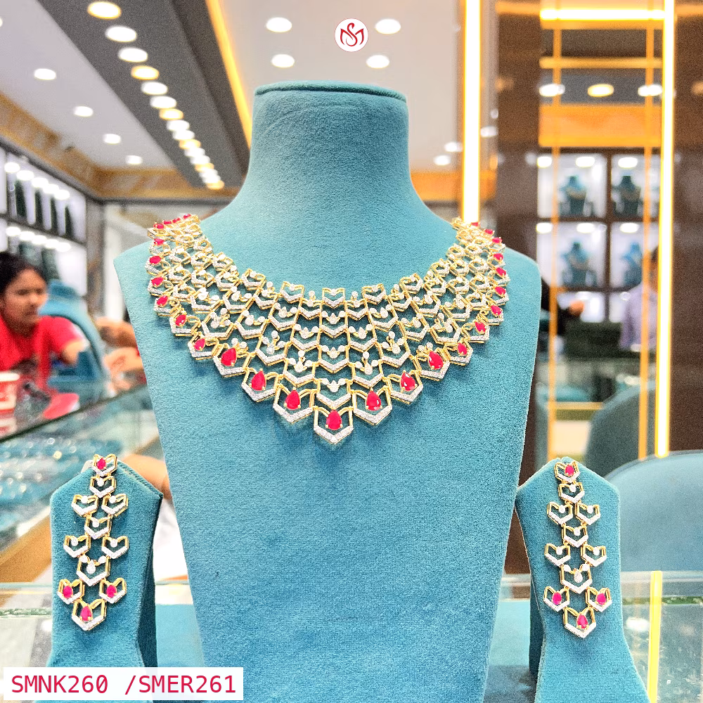 Gold Plated Silver Necklace - SMNK260 /SMER261