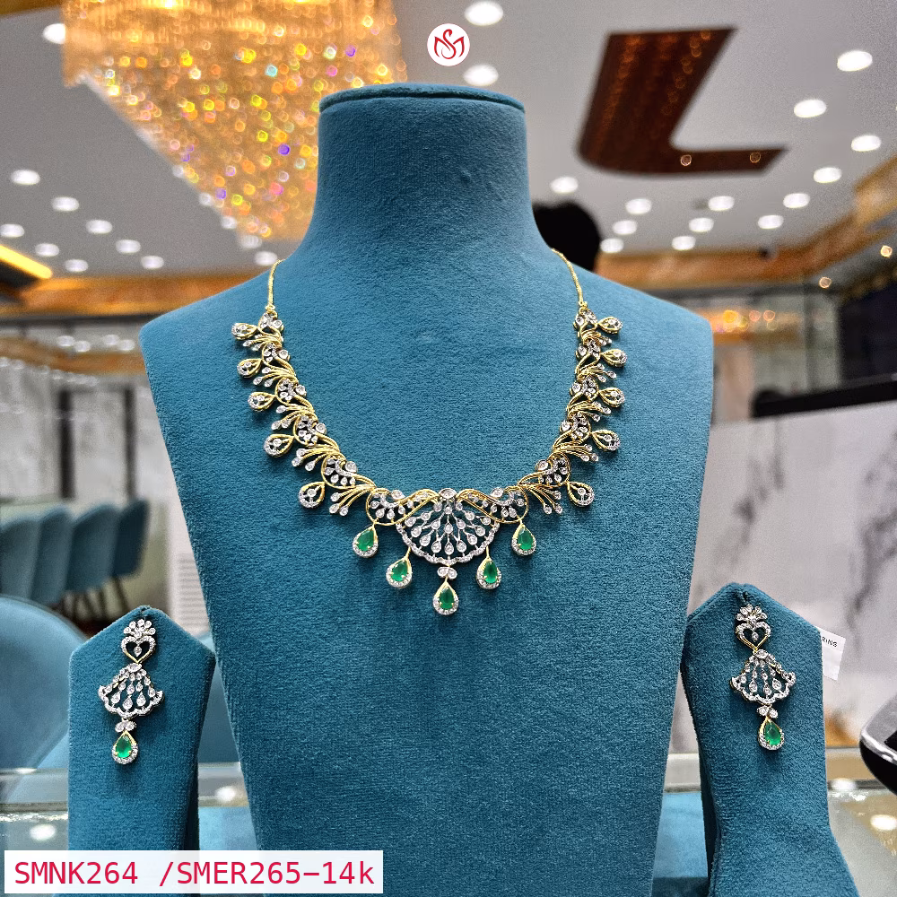 Gold Plated Silver Necklace - SMNK264 /SMER265
