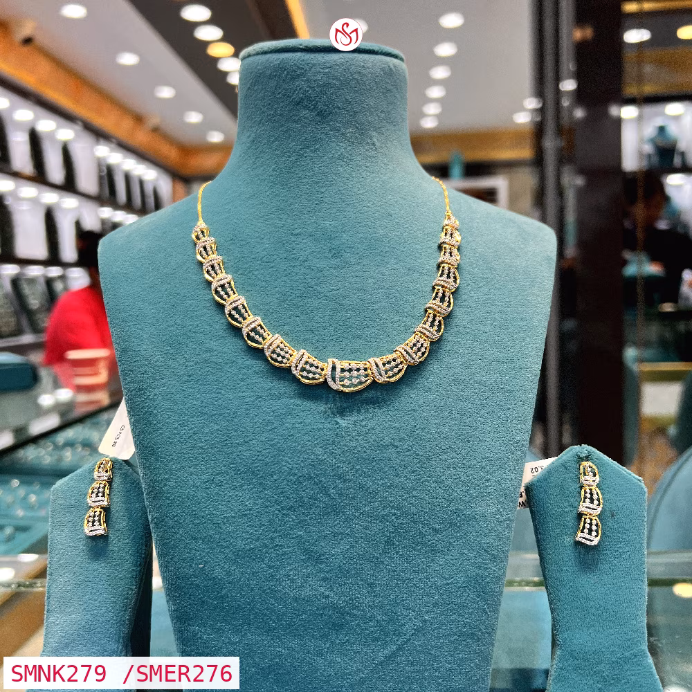 Gold Plated Silver Necklace - SMNK279 /SMER276