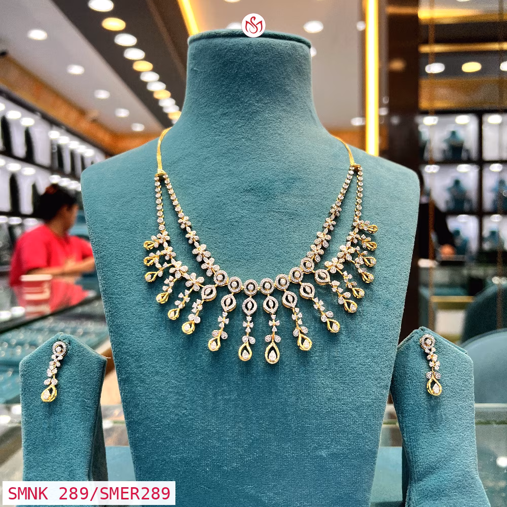 Gold Plated Silver Necklace - SMNK 289/SMER289