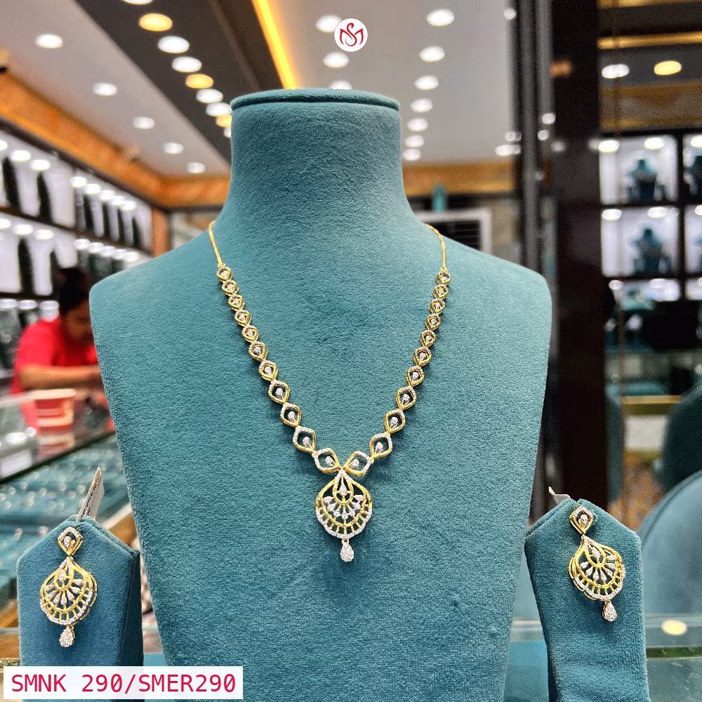 Gold Plated Silver Necklace - SMNK 290/SMER290