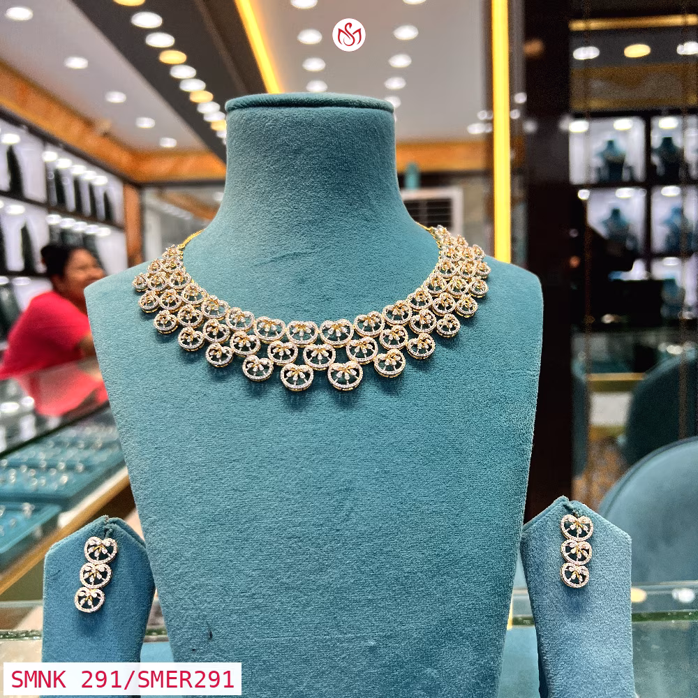 Gold Plated Silver Necklace - SMNK 291/SMER291