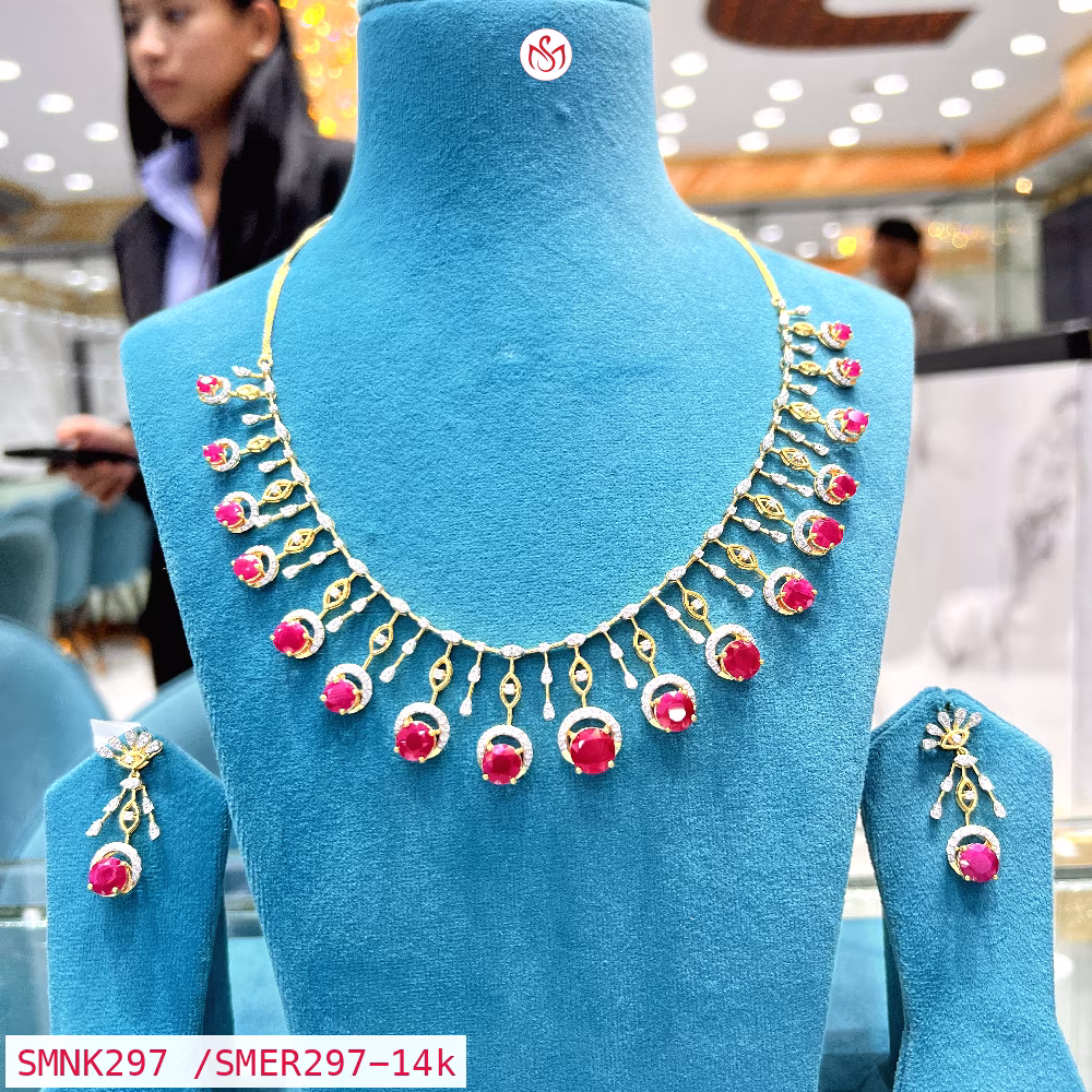 Gold Plated Silver Necklace - SMNK297 /SMER297