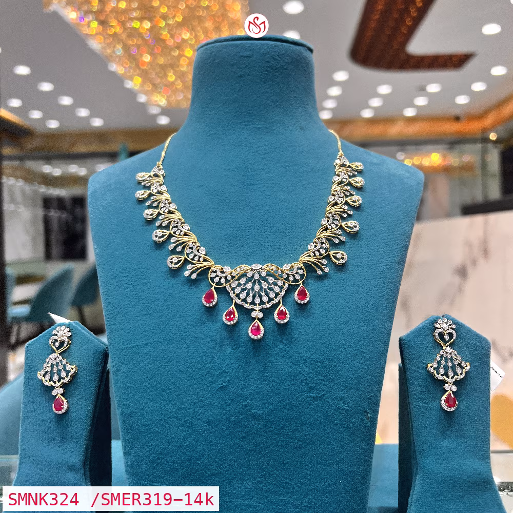 Gold Plated Silver Necklace - SMNK324 /SMER319