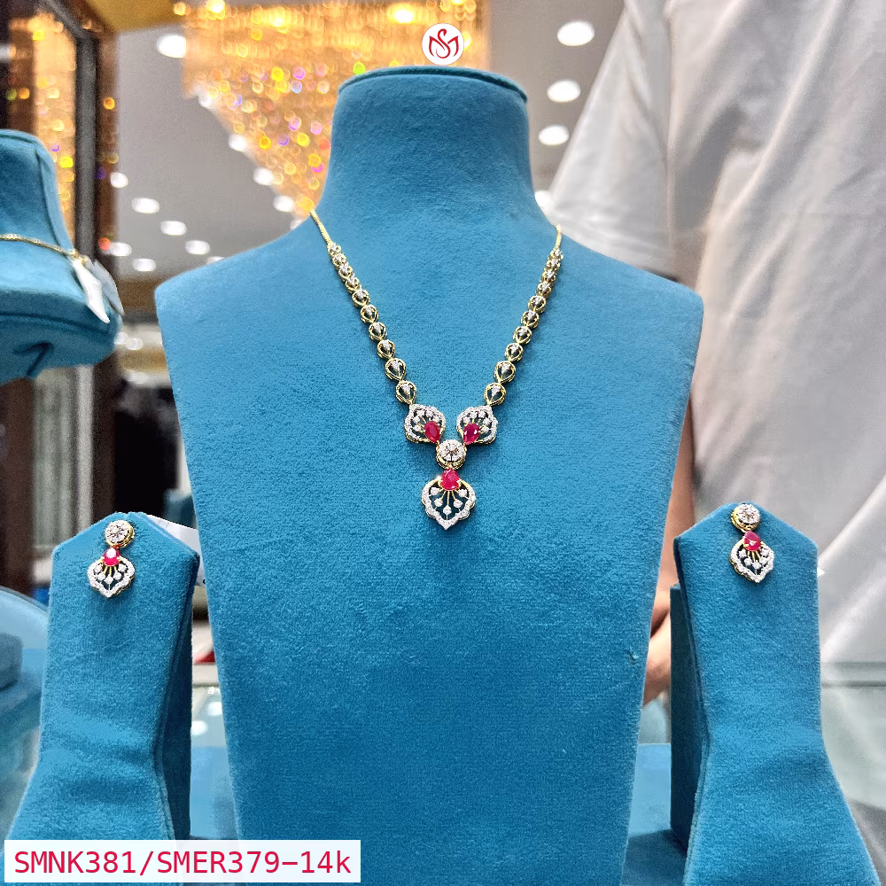 Gold Plated Silver Necklace - SMNK381/SMER379