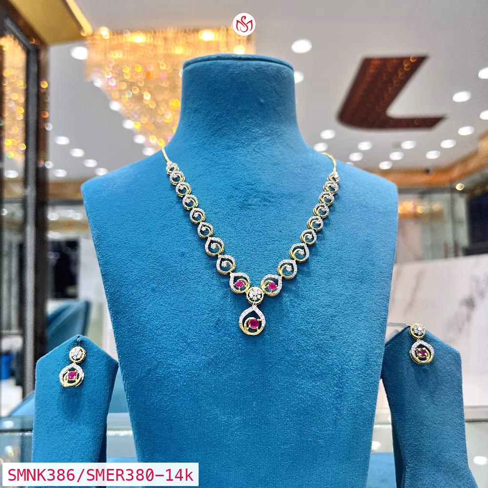 Gold Plated Silver Necklace - SMNK386/SMER380