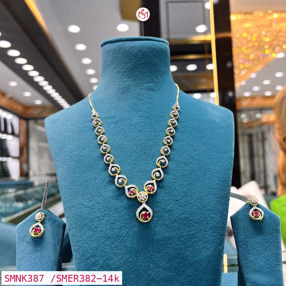 Gold Plated Silver Necklace - SMNK387 /SMER382