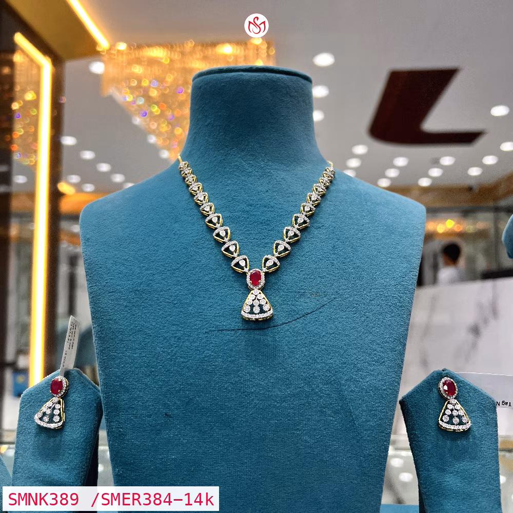 Gold Plated Silver Necklace - SMNK389 /SMER384