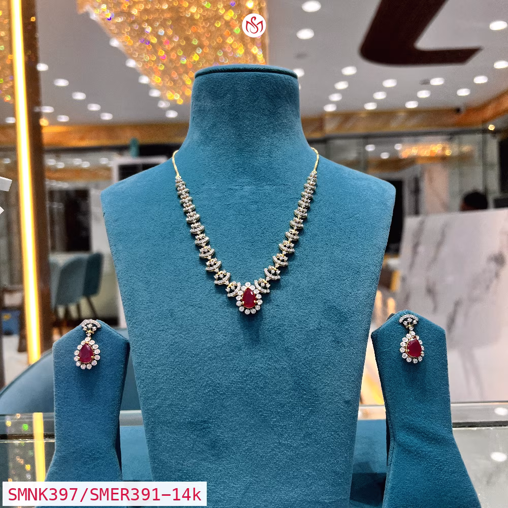 Gold Plated Silver Necklace - SMNK397/SMER391