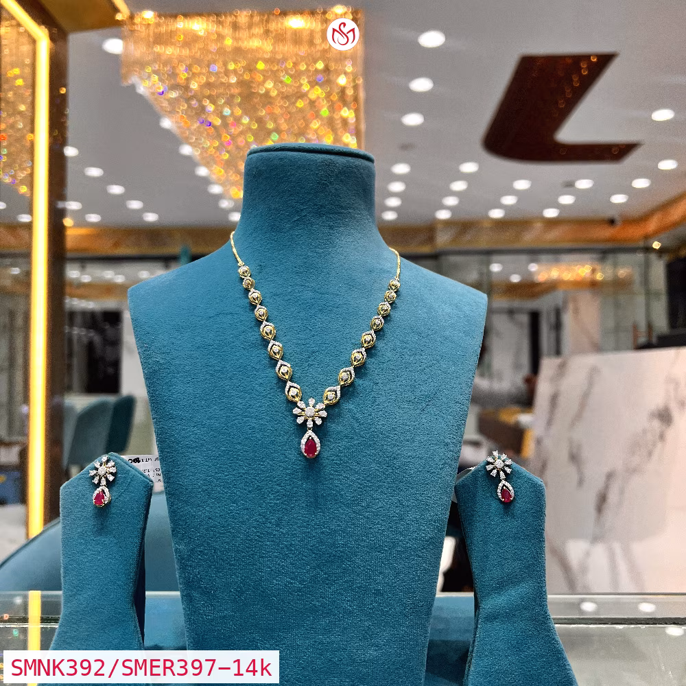 Gold Plated Silver Necklace - SMNK392/SMER397
