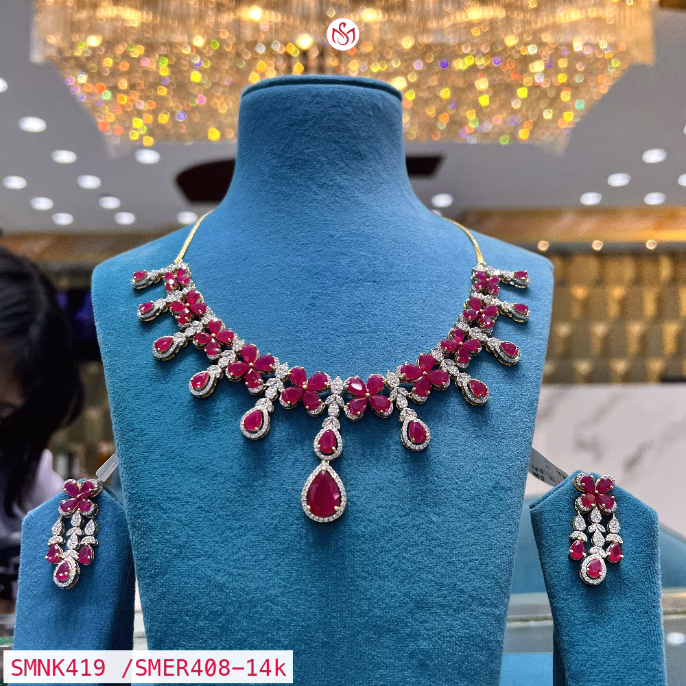 Gold Plated Silver Necklace - SMNK419 /SMER408