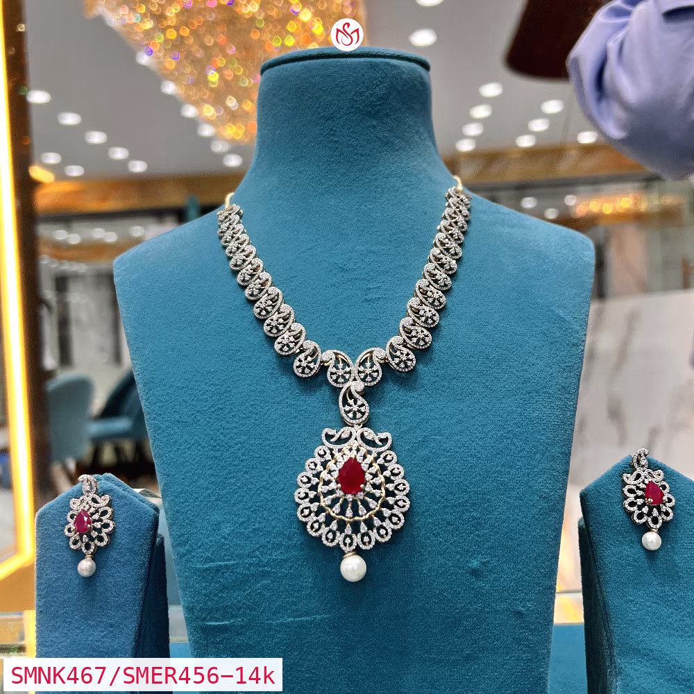 Gold Plated Silver Necklace - SMNK467/SMER456