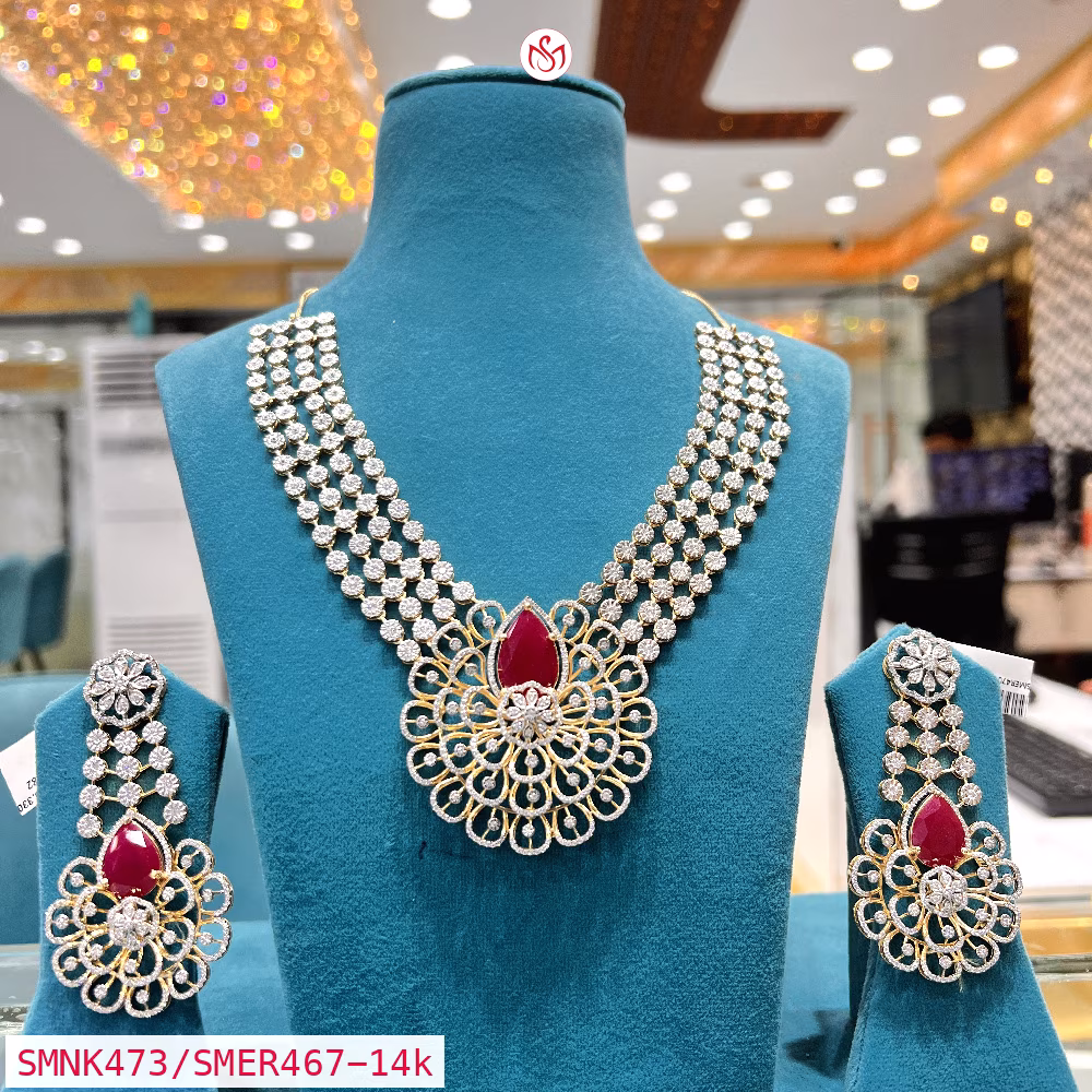 Gold Plated Silver Necklace - SMNK473/SMER467