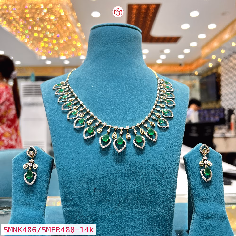 Gold Plated Silver Necklace - SMNK486/SMER480